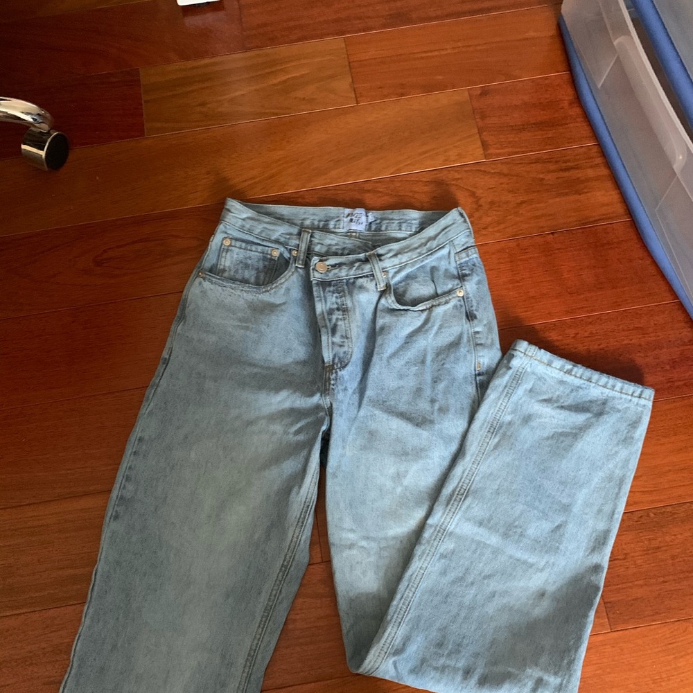 princess polly asymmetric straight blue demin jeans